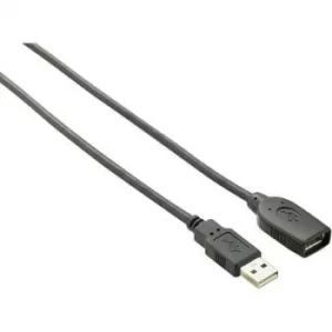 Renkforce USB cable USB 2.0 USB-A plug, USB-A socket 10.00 m Black gold plated connectors