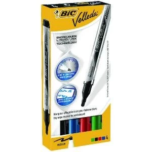 Bic Velleda Liquid Ink Drywipe Marker Assorted Pack of 4 902094