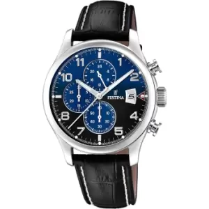 Festina F20375/7 Mens Chronograph Leather Strap Wristwatch