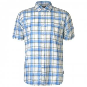 Pierre Cardin Check Linen Shirt Mens - Turq/Roy/Olive