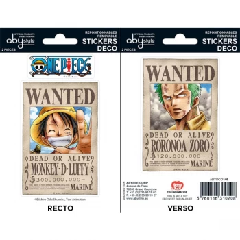 One Piece - Wanted Luffy/ Zoro Mini Stickers