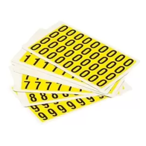 Beaverswood Yellow Labels Numbers 0-9 8.5 x 12.5mm