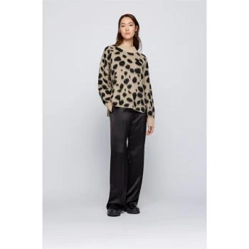 Hugo Boss Leopard Print Knitted Jumper Beige Size M Women