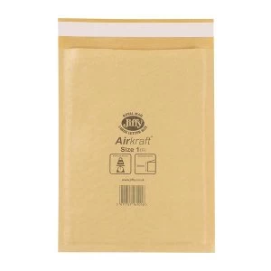 Jiffy Airkraft Size 1 Postal Bags Bubble lined Peel and Seal 170x245mm Gold 1 x Pack of 100 Bags