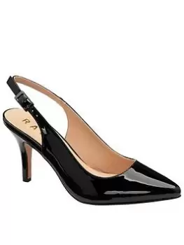 Ravel Kavan Black Patent Heeled Slingback Shoe, Black, Size 6, Women