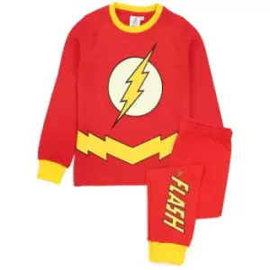The Flash Childrens/Kids Logo Glow In The Dark Pyjama Set (8-9 Years) (Red)