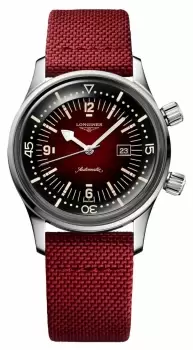 LONGINES L33744402 LEGEND DIVER Red Fabric Strap Watch