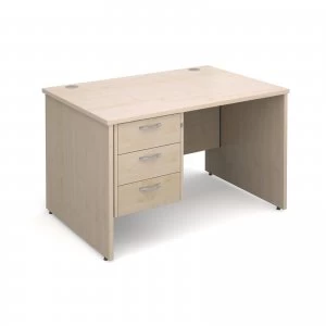 Maestro 25 PL Straight Desk With 3 Drawer Pedestal 1200mm - Maple pane