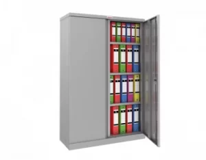 SCL Series SCL1491GGK 2 Door 3 Shelf Steel Storage Cupboard in Grey with Key Lock