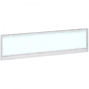 Dams International Desktop Glazed Screen Polar White Aluminium White Frame 1400 x 30 x 380mm