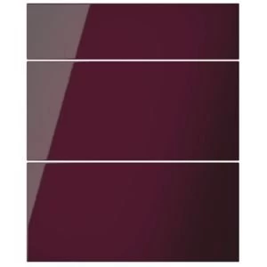 Cooke Lewis Raffello High Gloss Aubergine Drawer front W600mm Set of 3