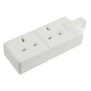 BQ 13A 2 Gang White Unswitched Trailing Socket