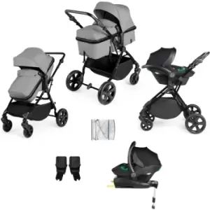 Ickle Bubba Comet All-in-One i-Size Travel System with Stratus car seat & ISOFIX Base, Black / Space Grey / Black