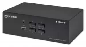 Manhattan HDMI KVM Switch 4-Port, 4K@30Hz, USB-A/3.5mm Audio/Mic...