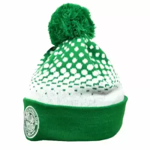 Celtic FC Adults Unisex Official Cuff Bobble Knitted Hat (One Size) (Green/White)