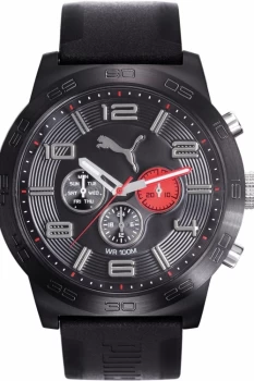 Mens Puma PU10422 DEFINITION - Black red Watch PU104221001