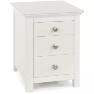 White Painted 3 Drawer Bedside Table Storage Nightstand Toughened Glass Top