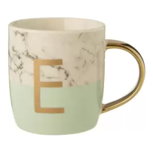 Bone China Marble/Green E Alphabet Mug