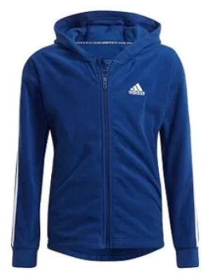 Adidas Junior Girls Fi 3s Full Zip Hoody, Blue/White, Size 9-10 Years, Women