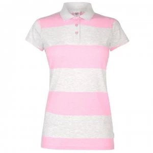 Lee Cooper Block Stripe Polo Shirt Ladies - Grey M/Pink M