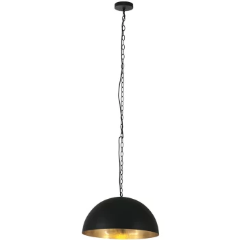 Sienna Lighting - Sienna Semicirkel Dome Pendant Ceiling Lights Matt Black, Gold Colored Inside