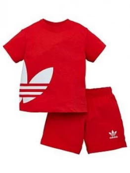 Adidas Originals Big Trefoil Shorts Tee Set - Red