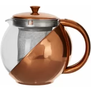 Premier Housewares - Copper Stainless Steel Teapot Translucent Tea Pots With Ergonomatic Side Handle Large Teapot Non Drip Spout Everyday Use Teapots