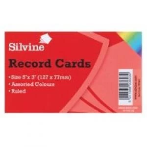 Silvine Record Cards 126x77mm Ruled Asst