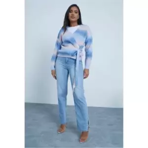I Saw It First Blue Ombre Oversized Wrap Cardigan - Blue