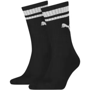 Puma - Crew Heritage Stripe Sock (2 Pair) - 9-11 - Black/White