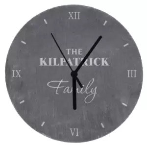 Personalised Family Slate Clock - Grey