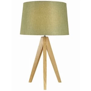 The Lighting and Interiors Group Wooden Tripod Table Lamp - Olive Green