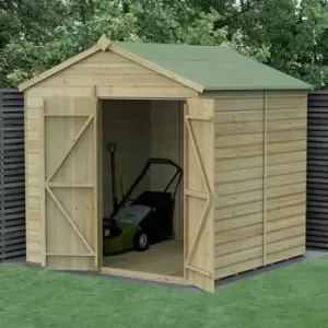 7' x 7' Forest Beckwood 25yr Guarantee Shiplap Windowless Double Door Apex Wooden Shed - Natural Timber