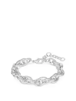 Mood Silver Textured Chain Link Bracelet
