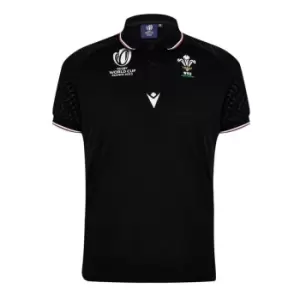 Macron Wales Rugby Travel Shirt 2023 2024 Adults - Black