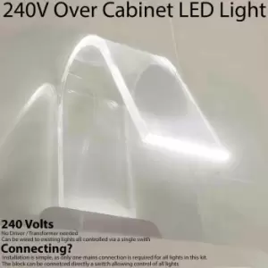1x Over Cabinet LED Kit NATURAL White Curved Glass Light Bathroom Make Up Lamp