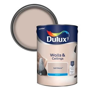Dulux Walls & Ceilings Soft Stone Matt Emulsion Paint 5L