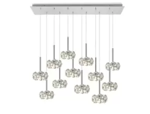 , 12 Light G9 2m Linear Pendant With Polished Chrome And Crystal Shade