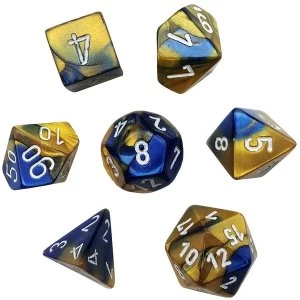 Chessex Gemini Poly 7 Set: Blue-Gold/White