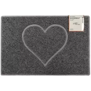 Heart Large Embossed Doormat in Grey with Open Back - size Large (90*60cm) - color