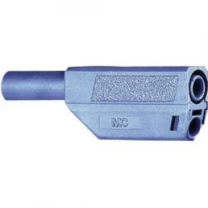 Straight blade safety plug Plug straight Pin diameter 4mm Blue