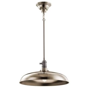 1 Light Semi Flush Dome Ceiling Pendant Light Polished Nickel, E27