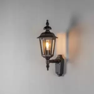 Pallas Outdoor Classic Lantern Up Wall Light - Matt Black, IP23