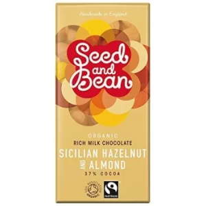 Seed & Bean Fairtrade Organic Sicilian Hazelnut & Almond Milk Chocolate 85g