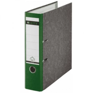Leitz 1080 A4 Cardboard Lever Arch File 80mm - Black Marble/Green