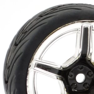 Fastrax 1/10 Street/Tread Tyre 5Sp Black/Chrome Wheel
