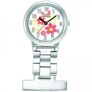 Nurses Fob Watch with Flower Pattern Dial