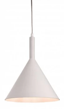 1 Light Dome Ceiling Pendant White with White Inside, E27