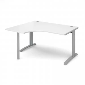 TR10 Left Hand Ergonomic Desk 1400mm - Silver Frame White Top