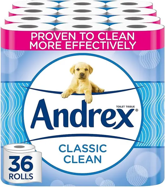 Andrex Classic Clean Unique 3D Wave Texture 36 Toilet Rolls